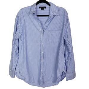 Sanctuary Small Blue White Striped Button Down Cotton Blouse Shirt Top Collared
